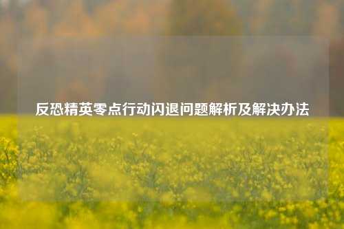反恐精英零点行动闪退问题解析及解决办法