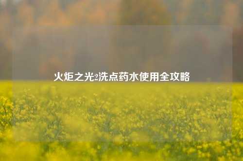 火炬之光2洗点药水使用全攻略