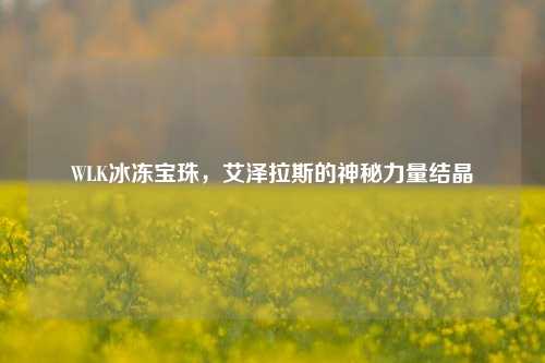 WLK冰冻宝珠，艾泽拉斯的神秘力量结晶