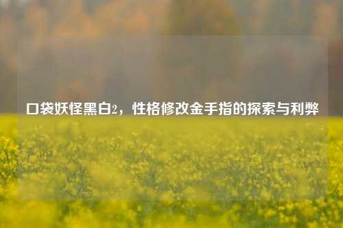 口袋妖怪黑白2，性格修改金手指的探索与利弊