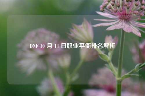 DNF 10 月 14 日职业平衡排名解析