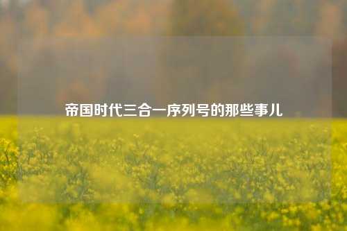帝国时代三合一序列号的那些事儿