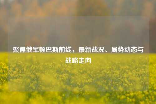 聚焦俄军顿巴斯前线,最新战况、局势动态与战略走向