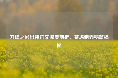刀锋之影出装符文深度剖析,赛场制霸秘籍揭秘