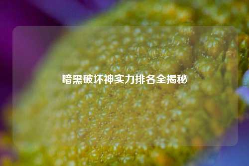 暗黑破坏神实力排名全揭秘