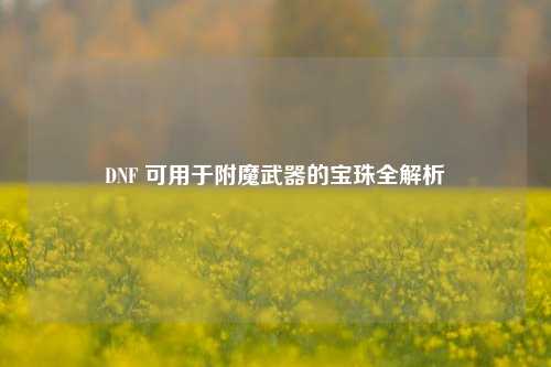 DNF 可用于附魔武器的宝珠全解析