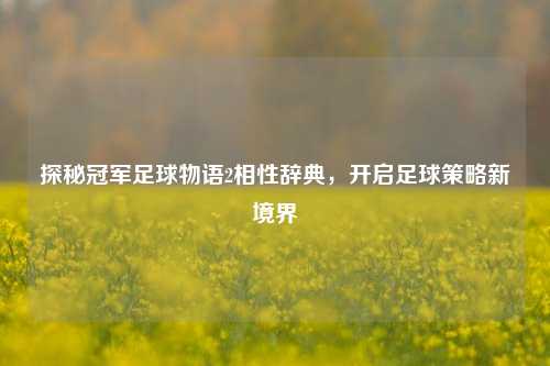 探秘冠军足球物语2相性辞典,开启足球策略新境界